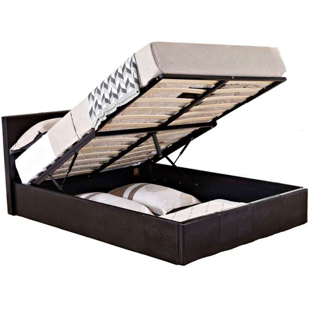 Berlin King Size Brown Faux Leather Ottoman Bed Image 5