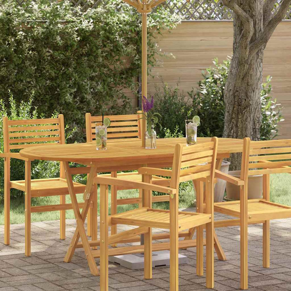 Walplus 6 Seater Brown Solid Eucalyptus Wood Foldable Garden Table Image 1