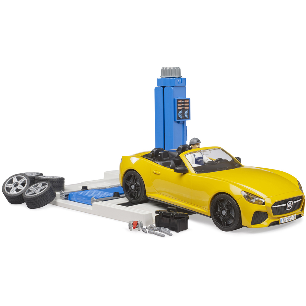 Bruder Kids bworld Car Service Centre and Roadster Playset Model Image 7
