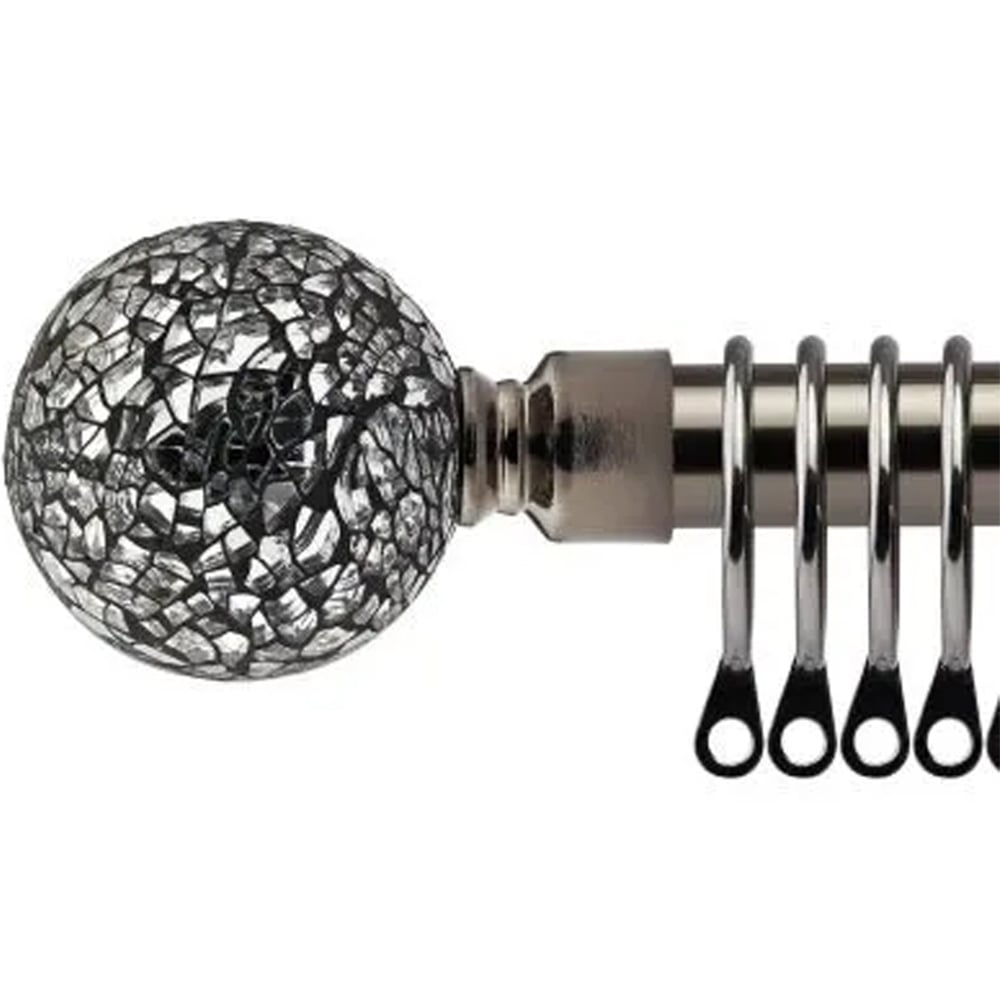 New Edge Blinds 160-300cm Extendable Black Silk Mirrored Metal Curtain Pole Image