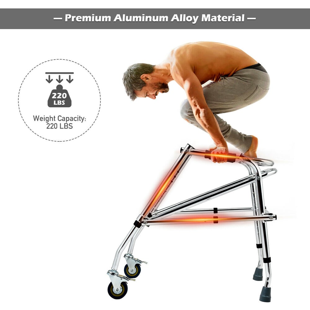 Costway Silver Lightweight and Folding Kids Walker for Disabled Injured Training Image 5