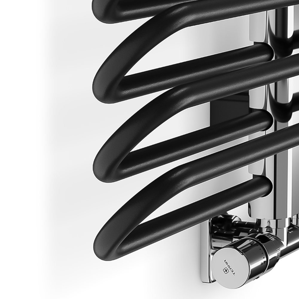 Terma Michelle 2459BTU Metallic Black and Chrome Heated Towel Rail 1200 x 500mm Image 3