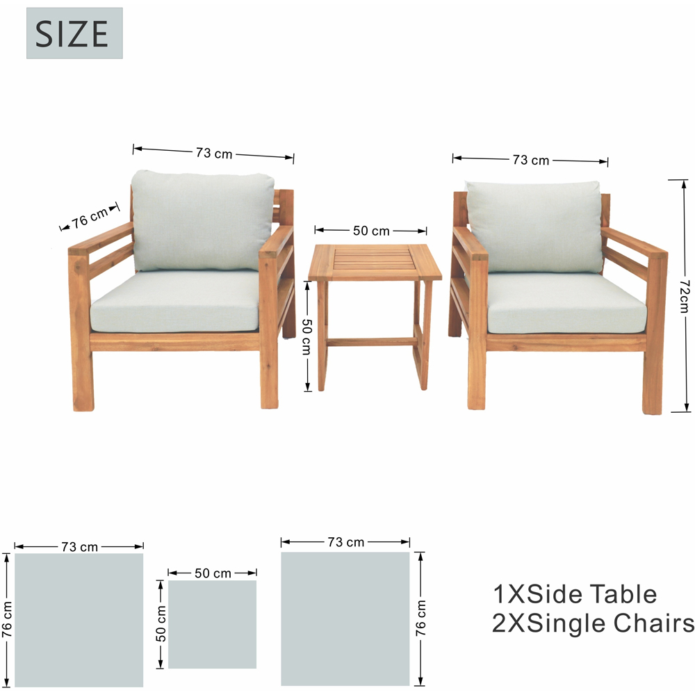 Direct Wicker 2 Seater Teak Finish Straight-Line Design Acacia Wood Outdoor Bistro Set Image 6