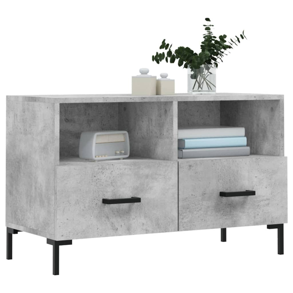 vidaXL 2 Drawer 2 Shelf Concrete Grey TV Cabinet Image 3