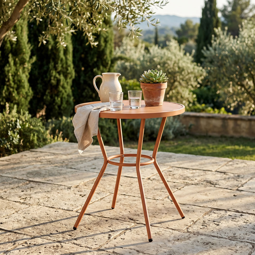 Core Products 2 Seater Terracotta Round Plastic Garden Bistro Table Image 5
