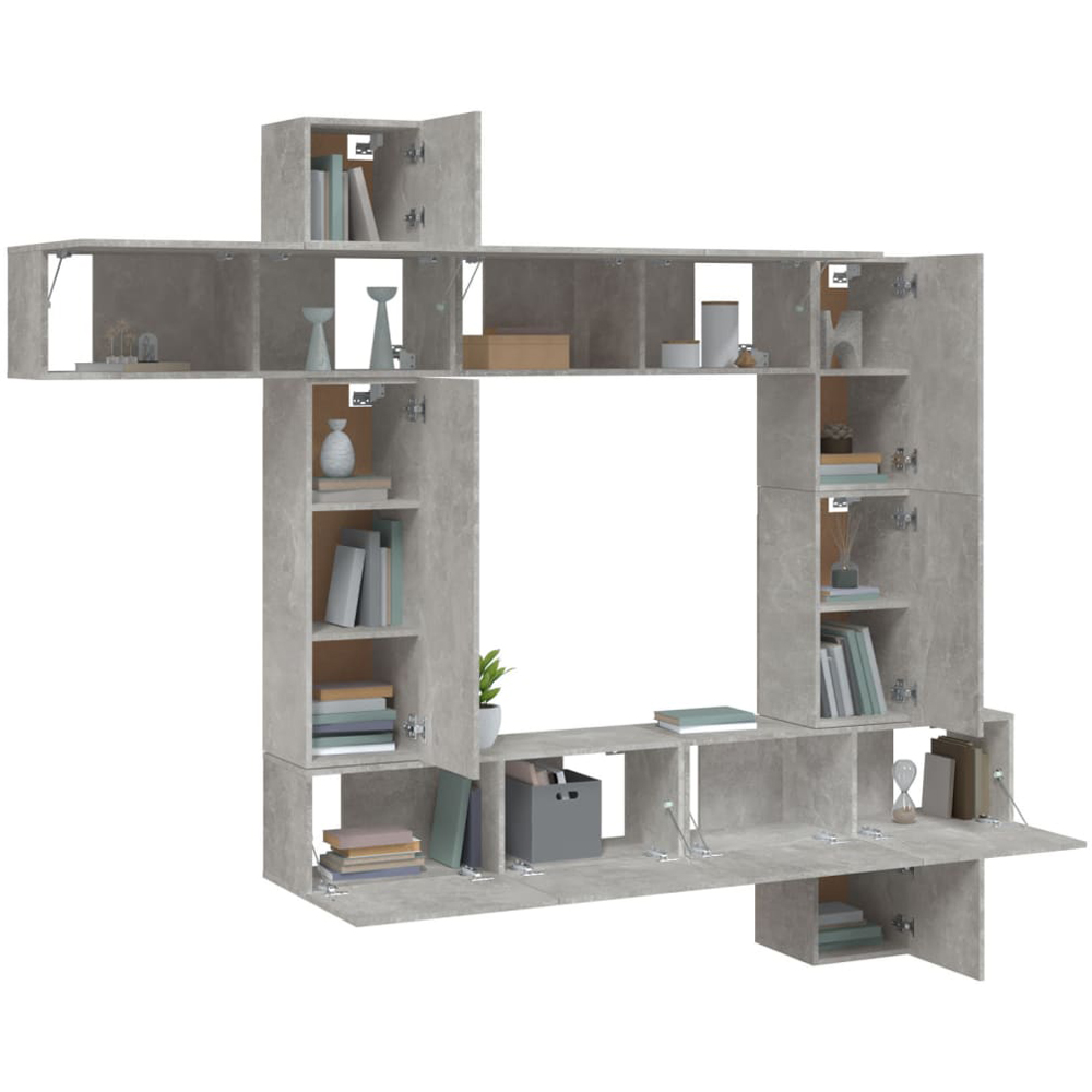 vidaXL 9 Door Concrete Grey Wall Mounted TV Cabinet Set Image 4