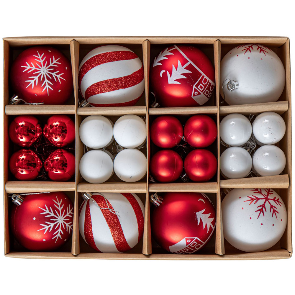 Samuel Alexander Red and White Shatterproof Bauble 40 Pack Image 1