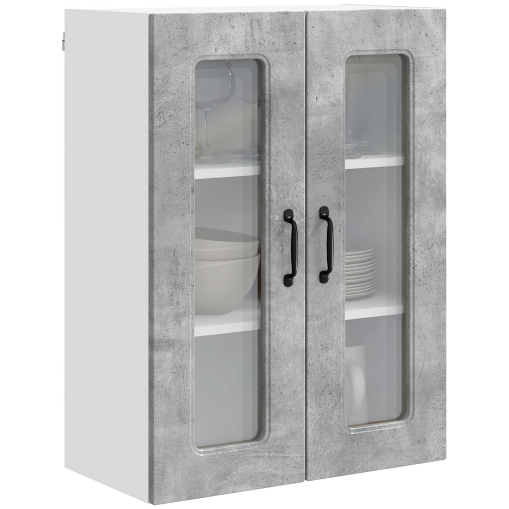 vidaXL 2 Glass Door Concrete Grey Kitchen Wall Cabinet Image 3
