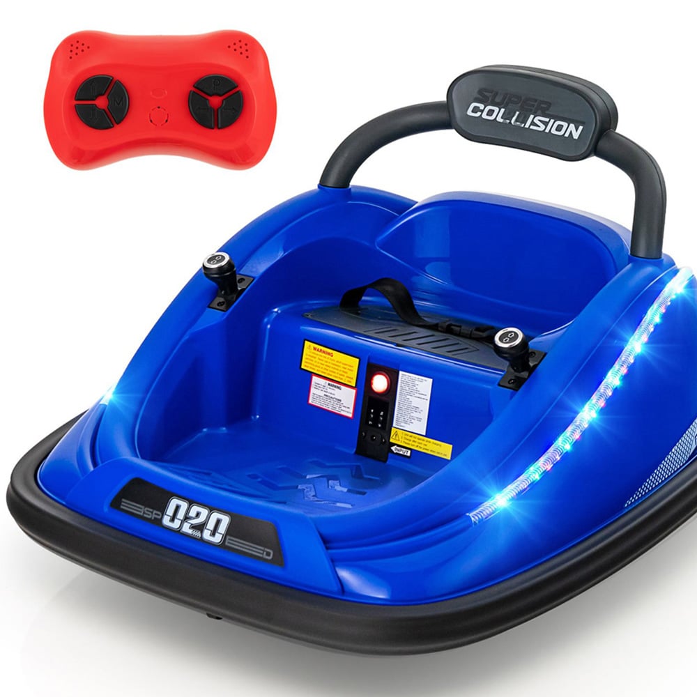 Costway Kids Blue Electric Bumper Car with Spin and Remote Control Image 3