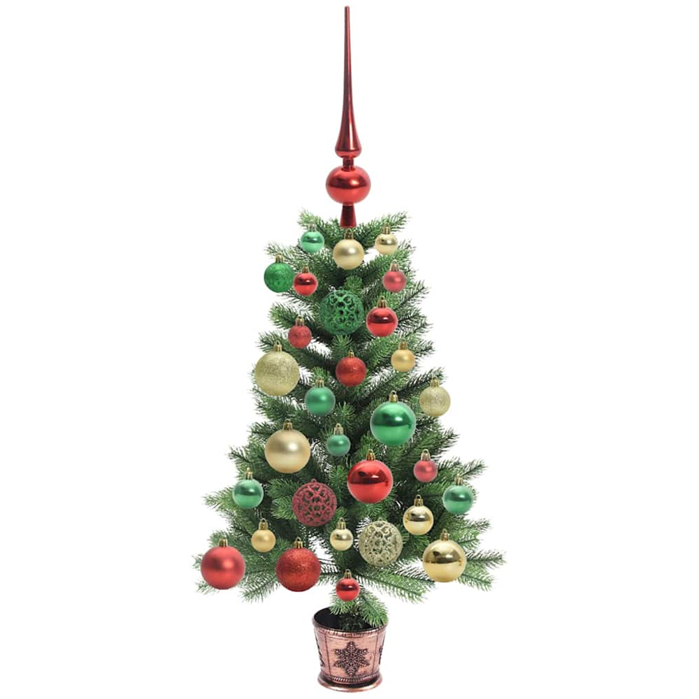 vidaXL Pre-Lit Multicolour Baubles Green Artificial Christmas Tree 2ft Image 4