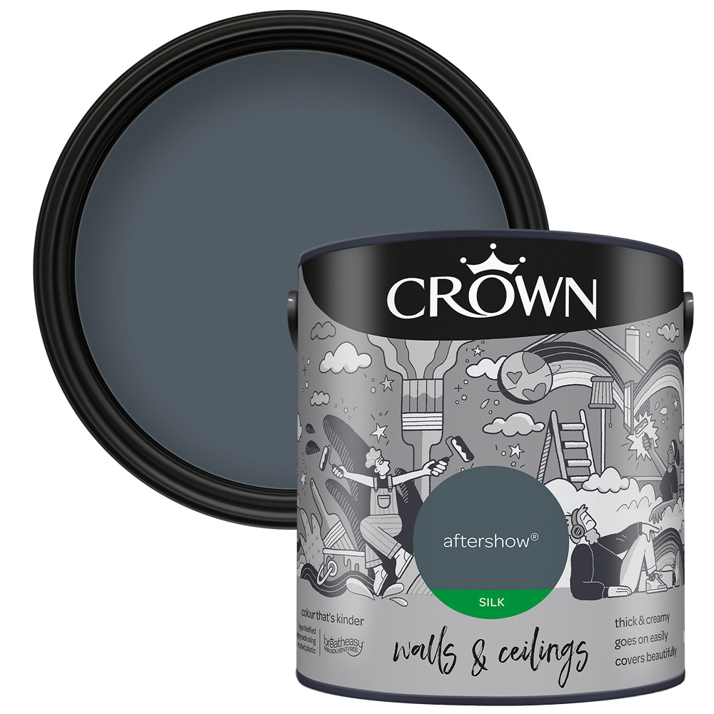 Crown Walls & Ceilings Aftershow Silk Emulsion Paint 2.5L Image 1