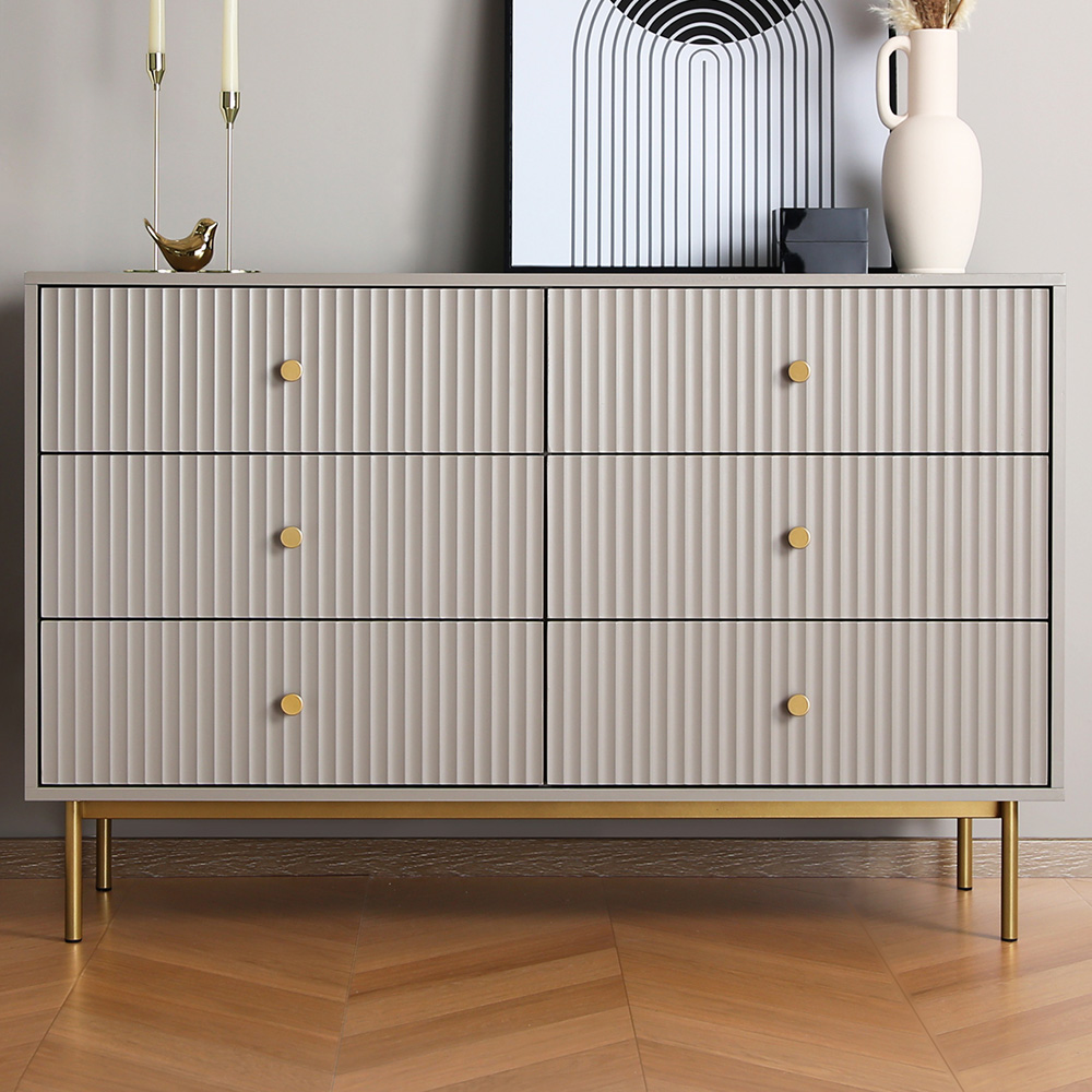 6 Drawer Grey Chest of Drawers Image 1
