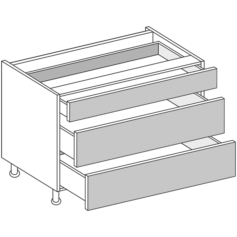 wilko Modern Slab Oyster Oak 3 Drawer Base 600mm Image 1