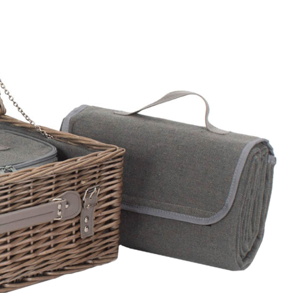 Red Hamper Grey Tweed Wicker Fitted Picnic Basket Wilko