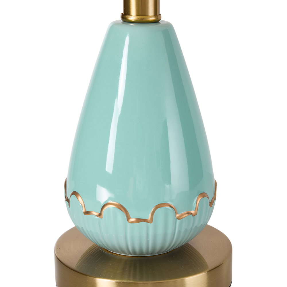 Living and Home Fabric Shade Antique Ceramic and Iron E27 Table Lamp Image 3
