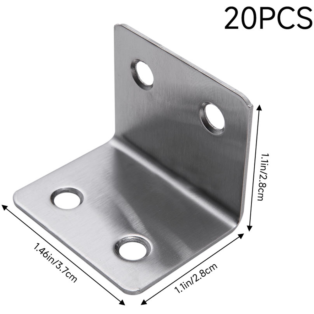 Living and Home 28mm Stainless Steel L-Shaped Heavy-Duty Corner Brace 20 Pack Image 8