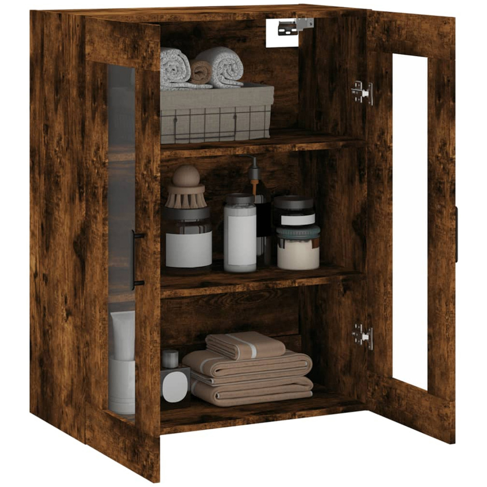 vidaXL 2 Door 3 Shelf Smoked Oak Wall Mounted Cabinet Image 5