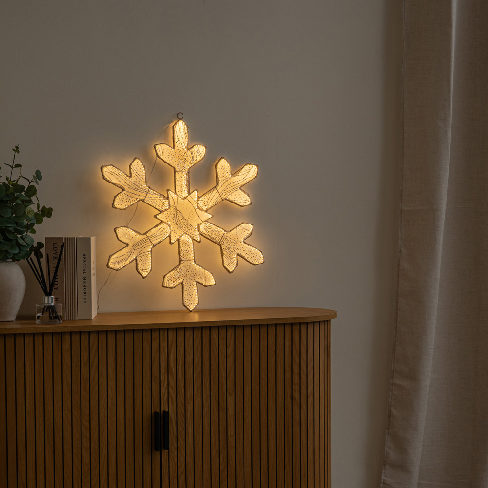 Samuel Alexander 604 Warm White LED Light-Up Gold Christmas Snowflake 60cm Image 8