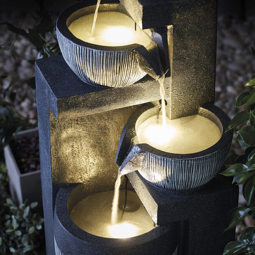 Serenity 4-Tier Cascading Bowls and Jars Mains Powered LED Water Feature Image 4