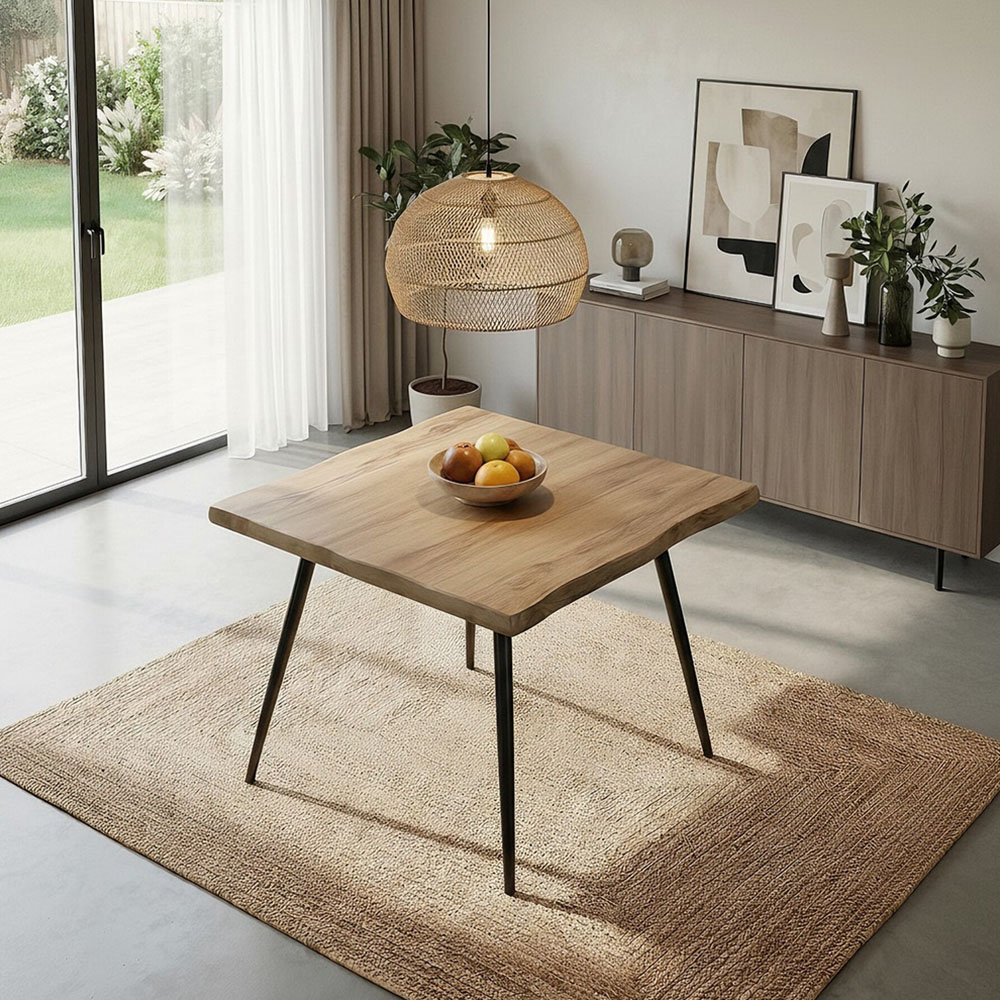 Home Source Avara and Ashford 2 Seater Square Dining Set Oak Woodgrain Effect and Beige Image 5