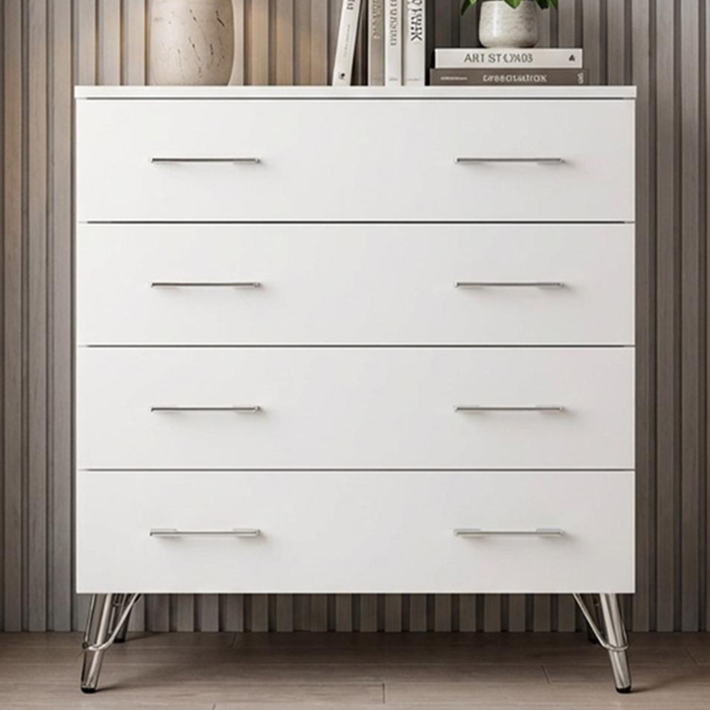 FWStyle Maldon 4 Drawer White Chest of Drawers Image 1