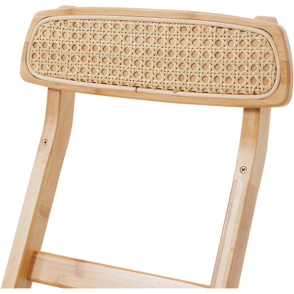 Living and Home Natural Wood Foldable Bamboo Bar Chair with Footrest Image 8