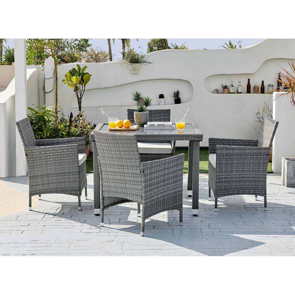 Furniturebox Grenada Grey Rattan 4 Seater Outdoor Dining Set Image 5