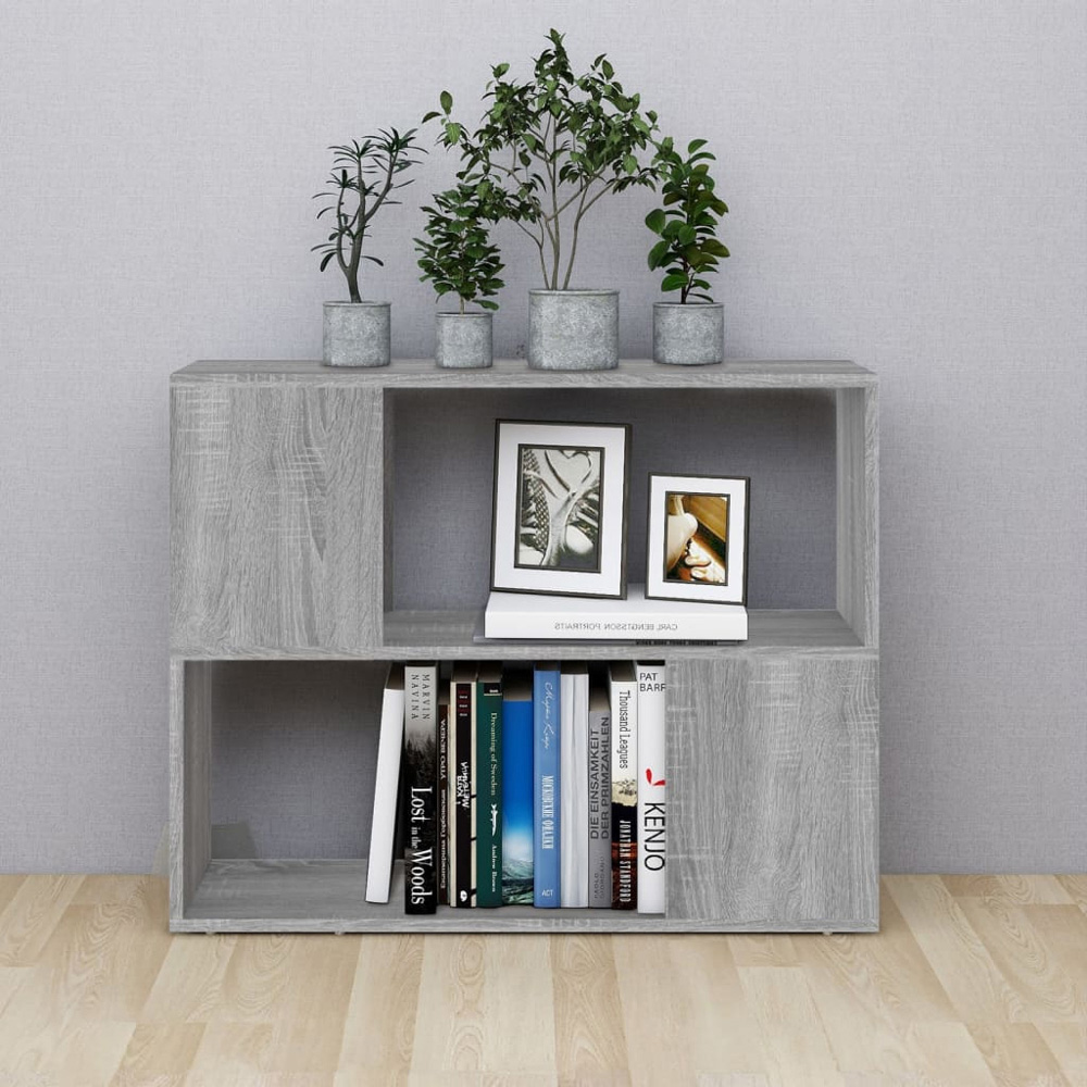 vidaXL 2 Shelf Grey Sonoma Bookcase Image 7
