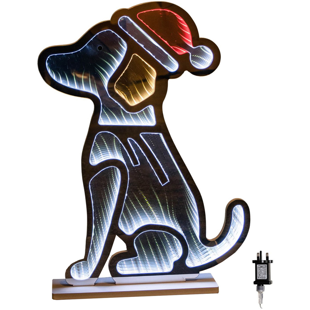 Samuel Alexander Light Up Sitting Dog in Santa Hat Infinity Christmas Decoration 60cm Image 2