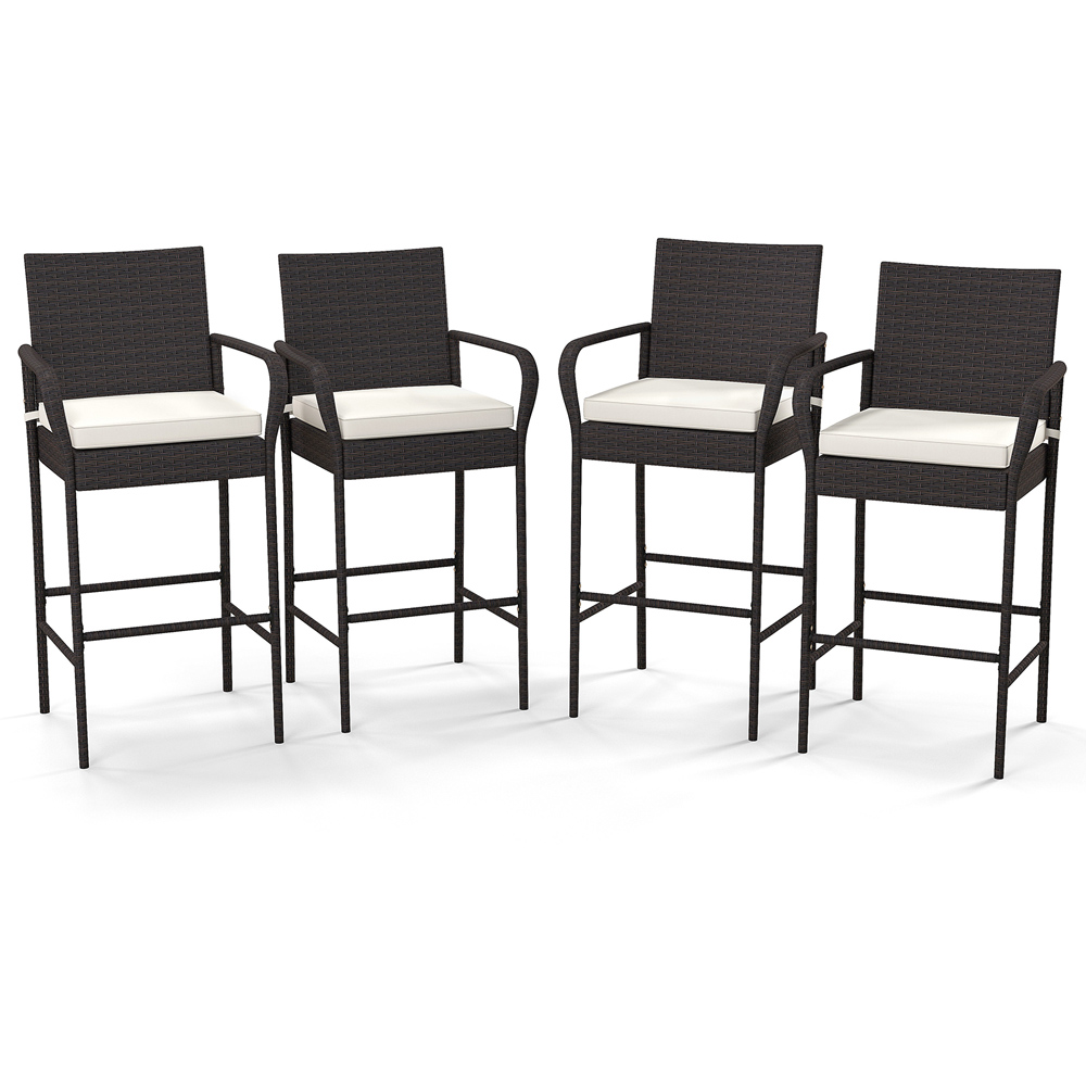 Costway PE Rattan Patio Wicker Barstools Set of 4 Image 2