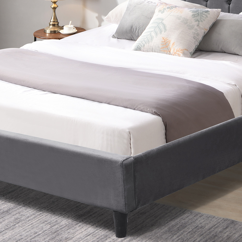 Comfy Living King Size Grey Fabric Bed Frame with LED Headboard Image 3
