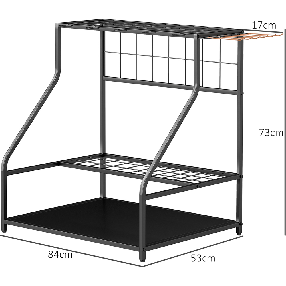 Outsunny 3 Tier Garden Tool Storage Rack with 11 Hooks Image 9