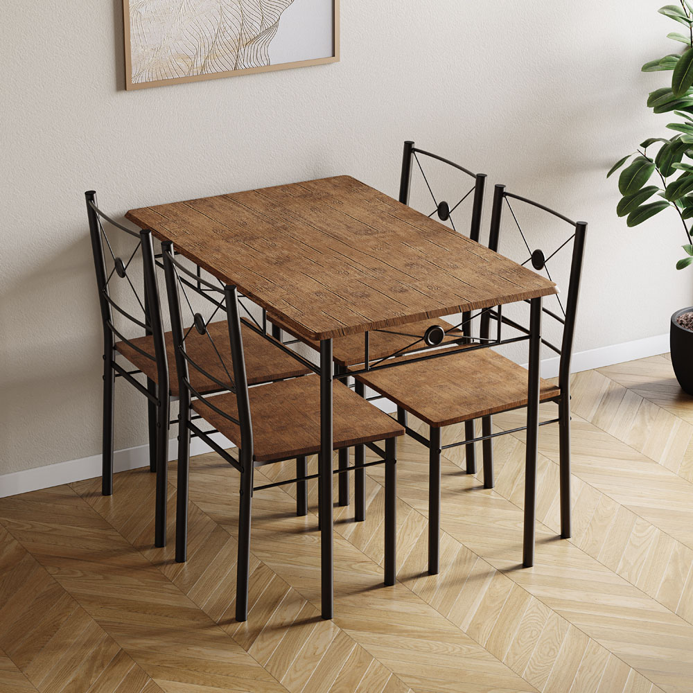 VIDA DESIGNS Roslyn 4 Seater Dining Set Dark Wood Image 2