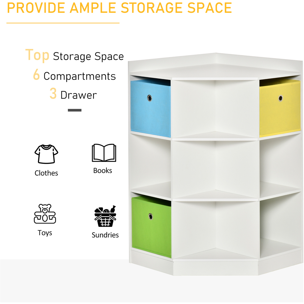 Tommy Toys 3 Fabric Drawer 6 Shelf White Kids Bookcase Toy Organiser Image 7