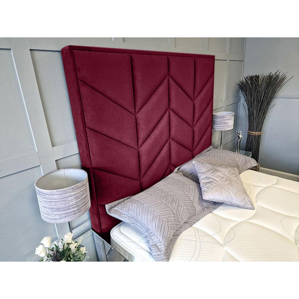 Eleganza Home Alino King Size Maroon Plush Velvet TV Bed Frame Image 2