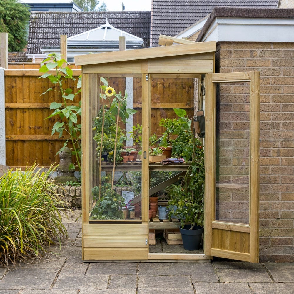 Forest Garden Solid Back Wallscape Lean-to 4 x 4ft Greenhouse Image 6