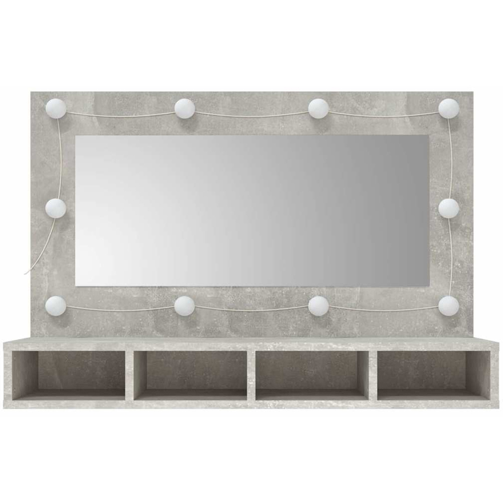 vidaXL 4 Shelf Concrete Grey Wall Mounted Mirrored Cabinet with LED Image 3