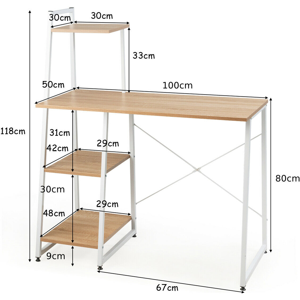 Costway 3 Shelf Adjustable Computer Desk Natural Image 9