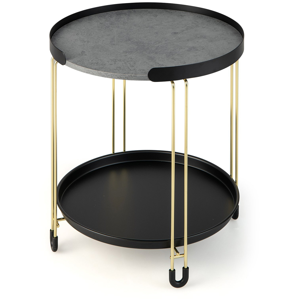 Costway Single Shelf Faux Marble Side Table with Removable Tray Image 2
