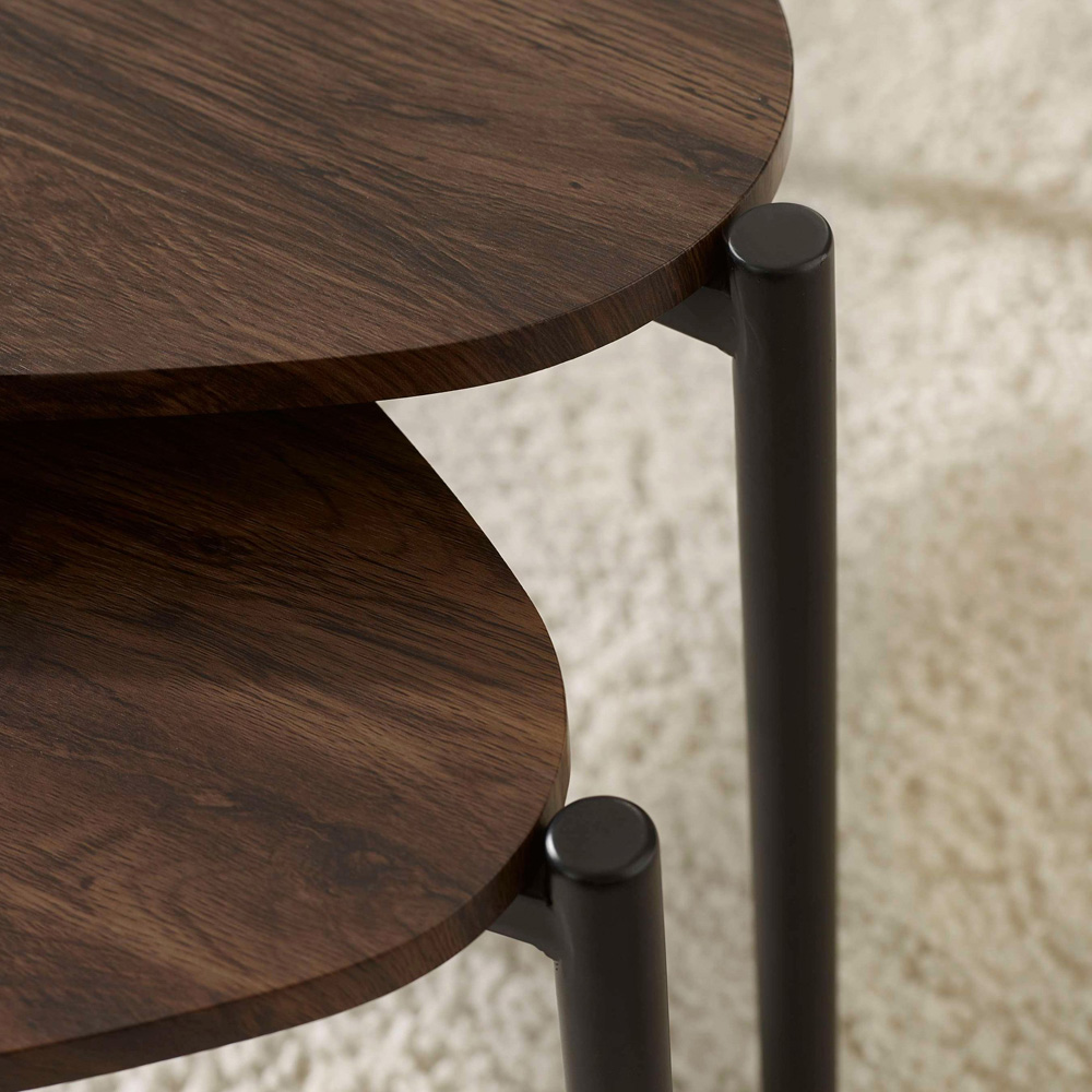Julian Bowen Lorette Walnut Effect Teardrop Nest of Tables Set of 2 Image 6