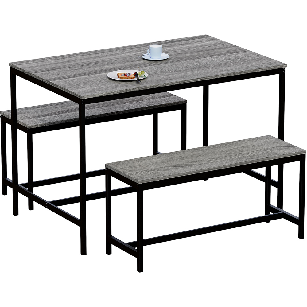 Vida Designs Roslyn 4 Seater Metal Frame Dining Bench Set Grey Image 2