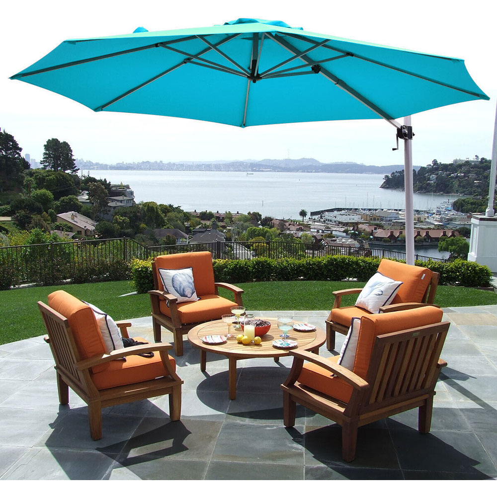 Costway Blue Crank and Tilt Cantilever Parasol 3.3m Image 4