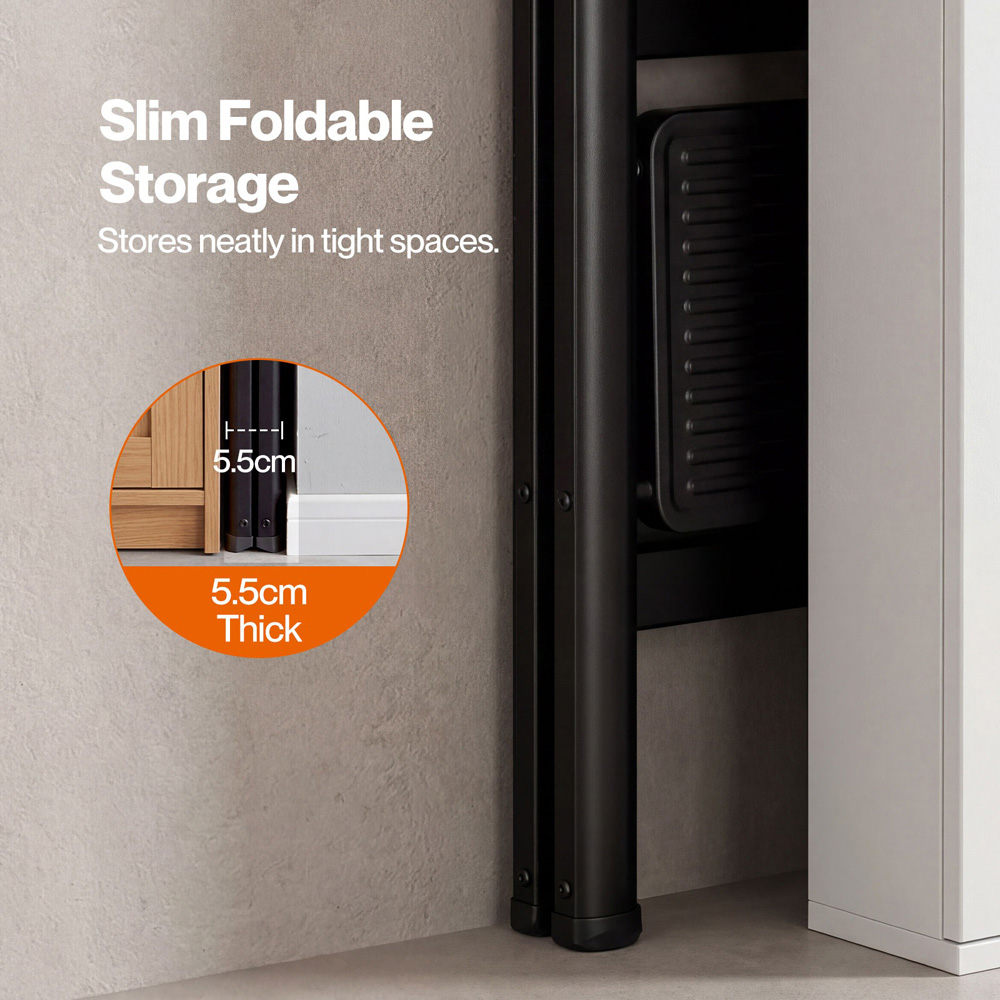 Traderight Black Carbon Steel Foldable Step Ladder 150kg Image 3