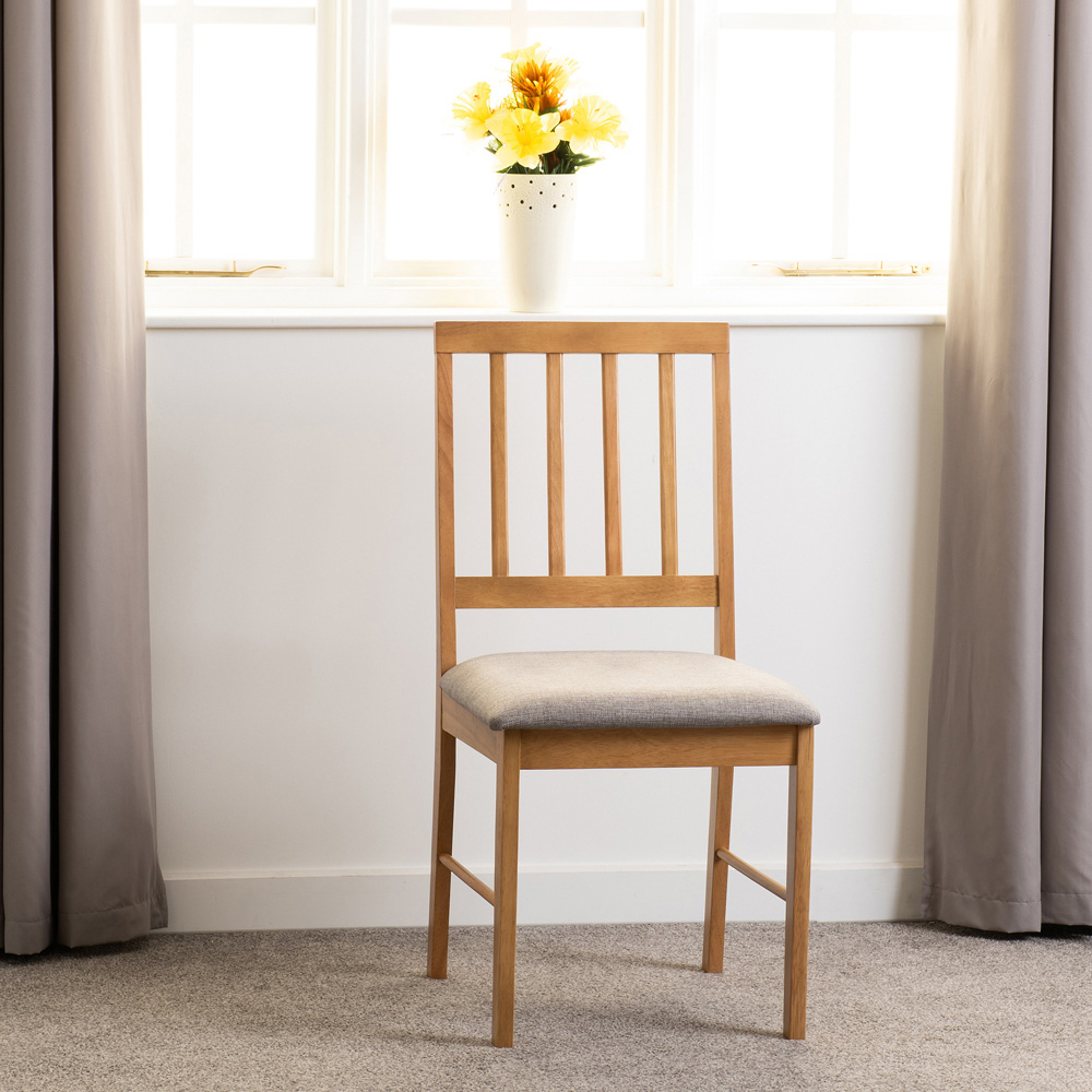 Seconique Austin Set of 2 Grey Fabric Oak Effect Dining Chair Image 9