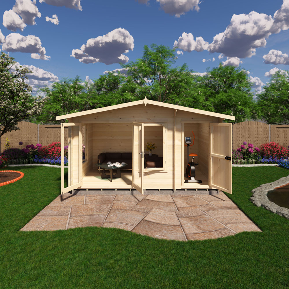 Shire Spalding 14 x 8ft Dual-Purpose Apex Garden Log Cabin with Integral Storage Image 4