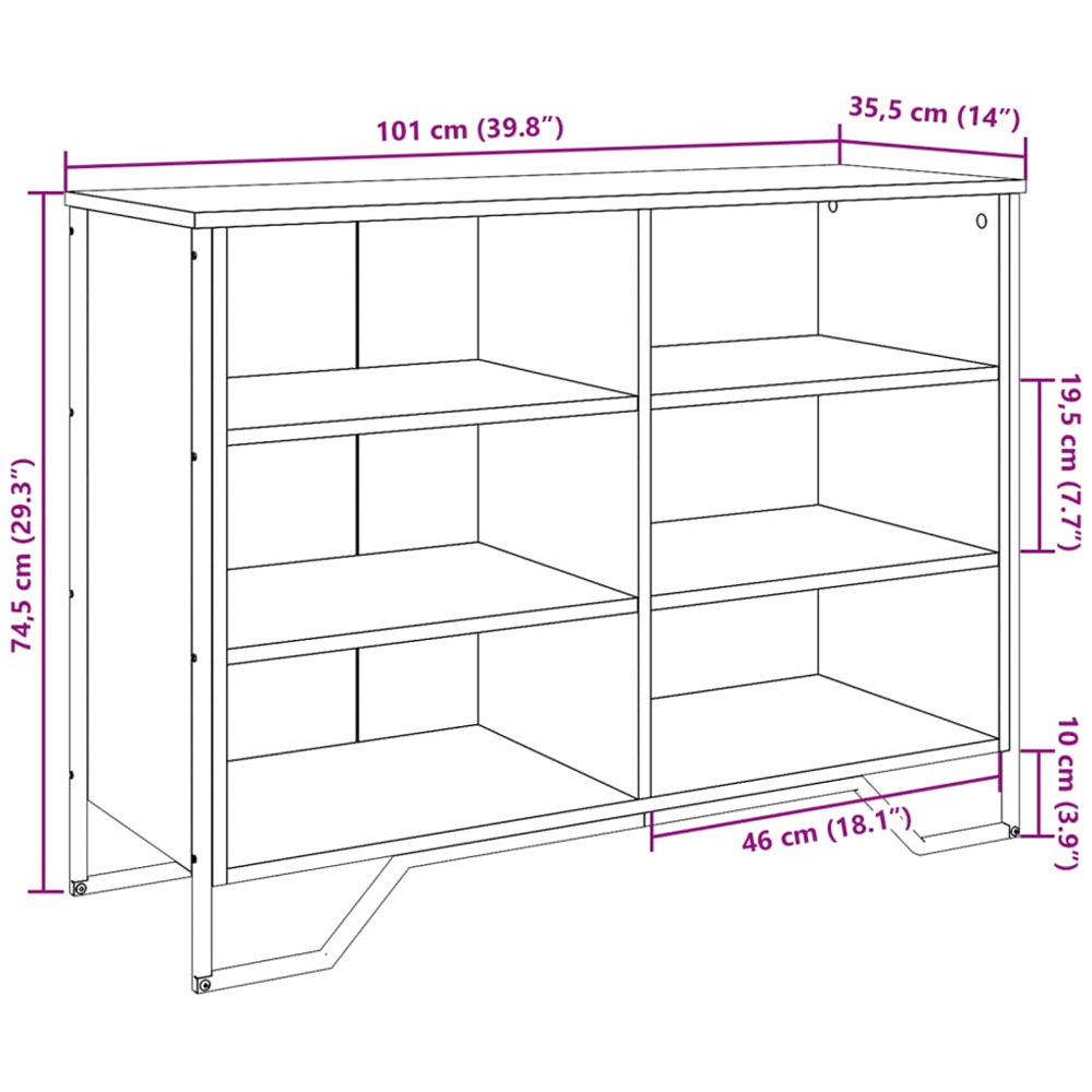 vidaXL 6 Shelf Brown Oak Sideboard Image 9