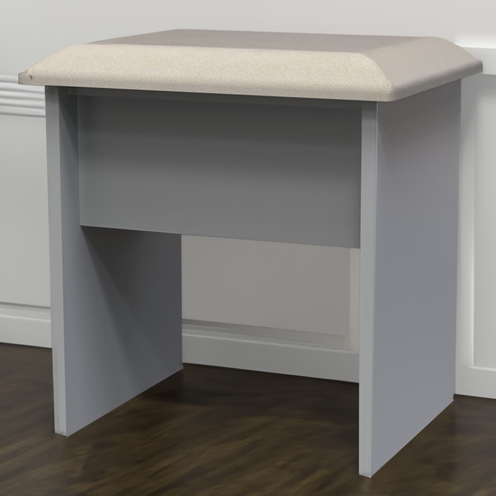 Crowndale New York Dusk Grey Vanity Stool Ready Assembled Image 1