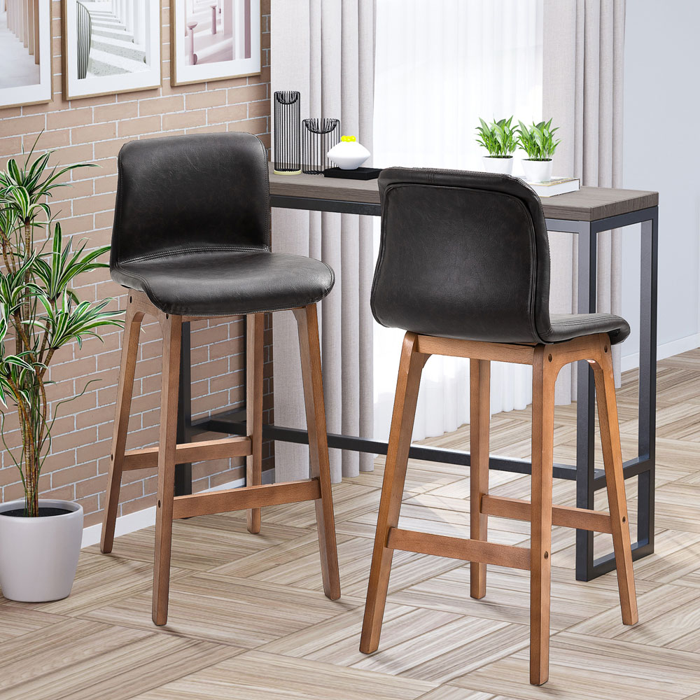 Portland Brown PU Leather Bar Stool Set of 2 Image 3