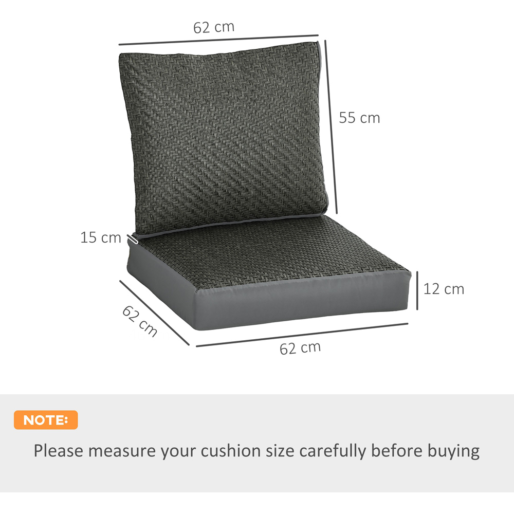 Outsunny Grey PE Rattan Back and Seat Replacement Cushion Set Image 8