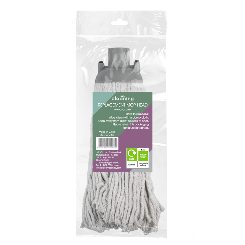 JVL Cleaning Grey Replacement Cotton String Mop Head 5 Pack Image 4